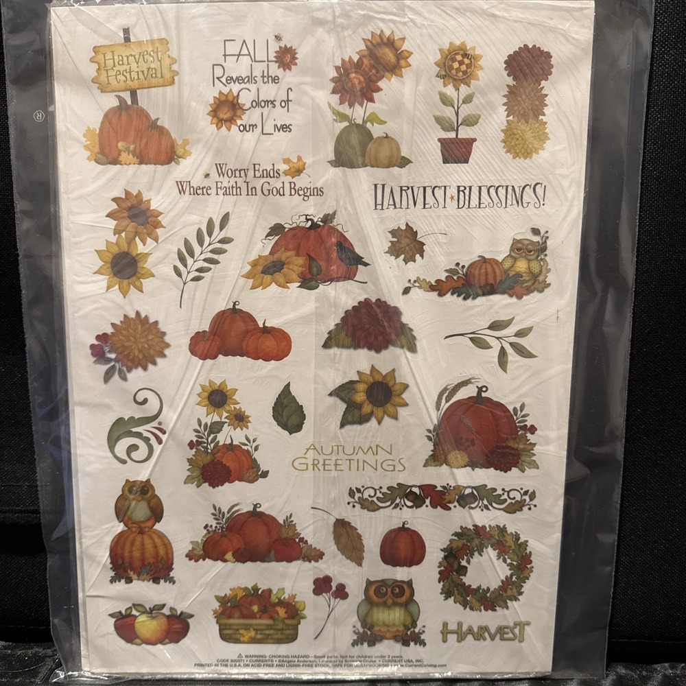 2 Current Scrapbook Sticker XL Sheet - Autumn Thanksgiving Harvest - 900371 New